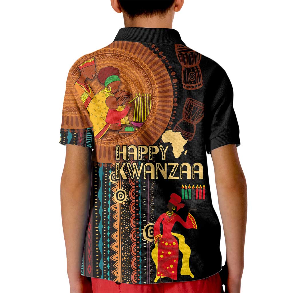 Happy Kwanzaa African Tribal Pattern Kid Polo Shirt - Wonder Print Shop