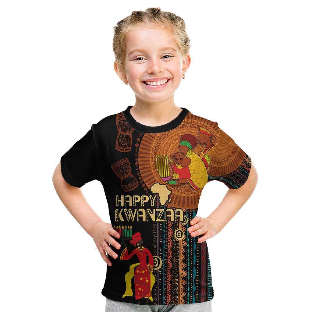 Happy Kwanzaa African Tribal Pattern Kid T Shirt - Wonder Print Shop