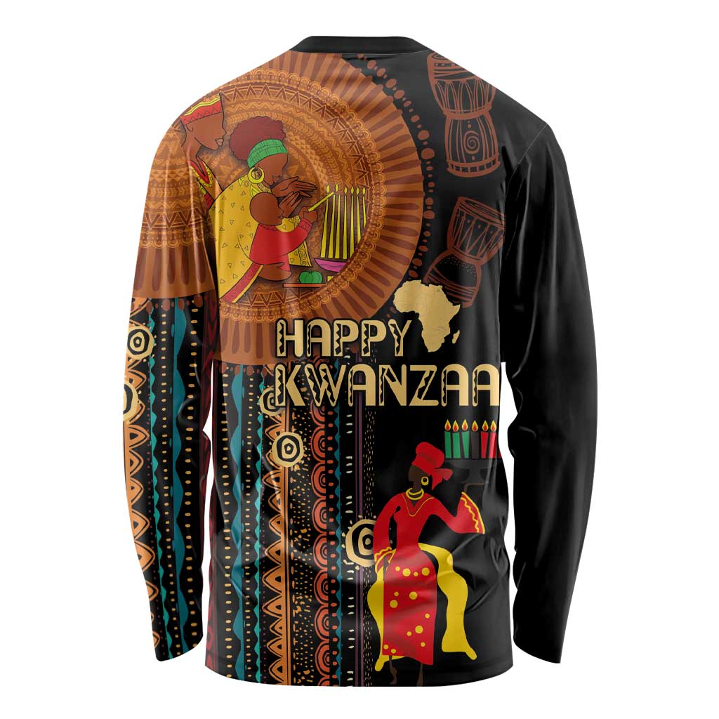 Happy Kwanzaa African Tribal Pattern Long Sleeve Shirt - Wonder Print Shop