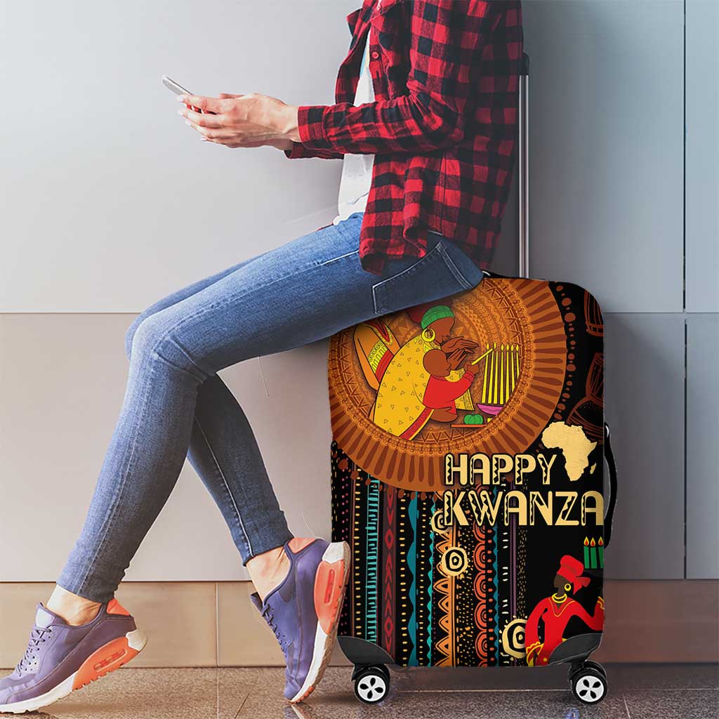 Happy Kwanzaa African Tribal Pattern Luggage Cover - Wonder Print Shop
