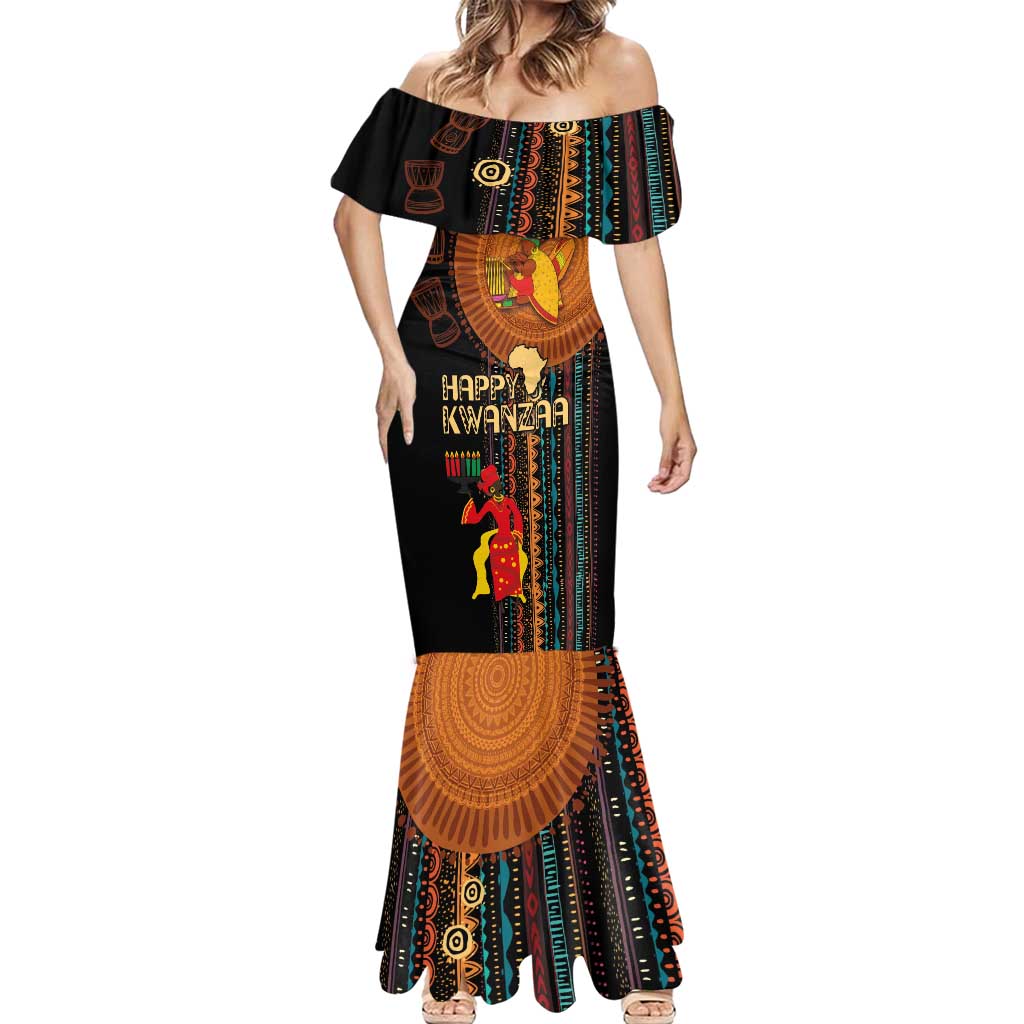 Happy Kwanzaa African Tribal Pattern Mermaid Dress - Wonder Print Shop