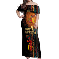 Happy Kwanzaa African Tribal Pattern Off Shoulder Maxi Dress - Wonder Print Shop