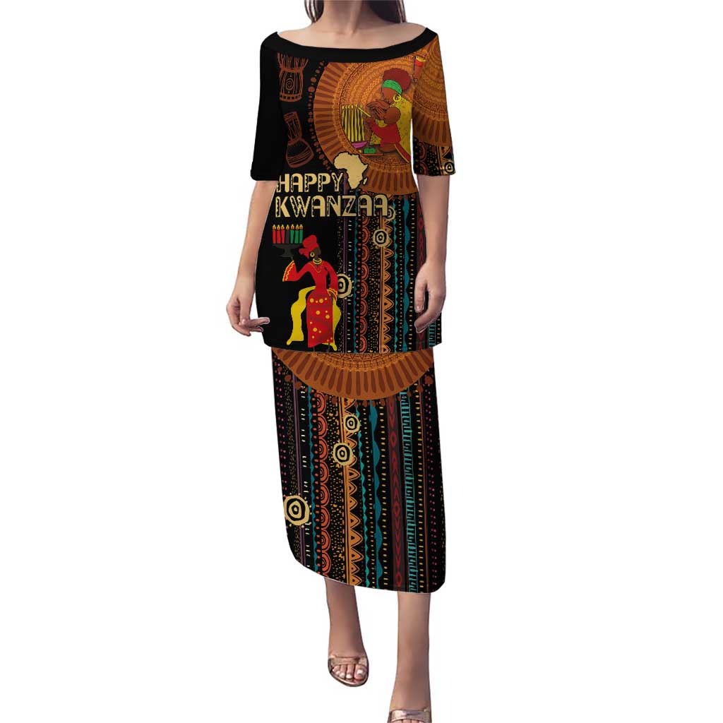 Happy Kwanzaa African Tribal Pattern Puletasi - Wonder Print Shop