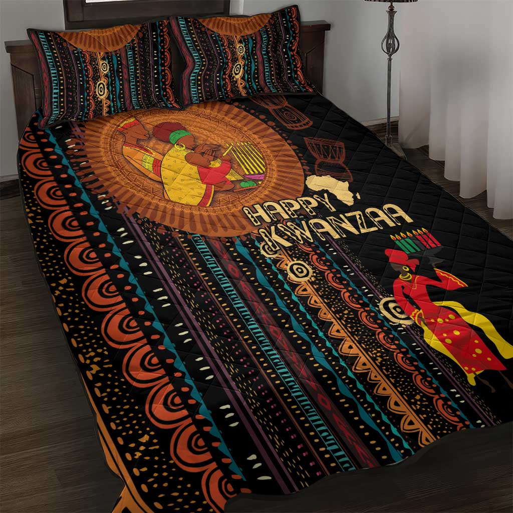 Happy Kwanzaa African Tribal Pattern Quilt Bed Set - Wonder Print Shop