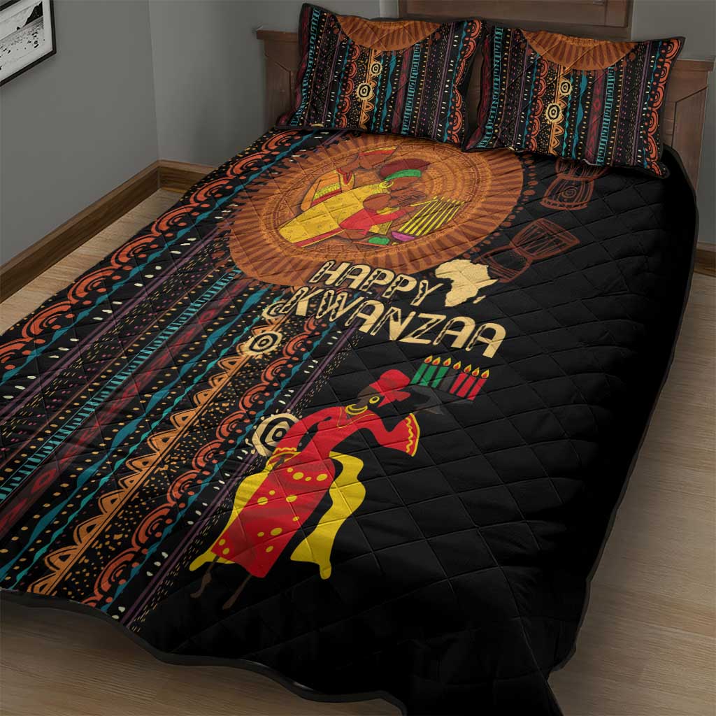 Happy Kwanzaa African Tribal Pattern Quilt Bed Set - Wonder Print Shop
