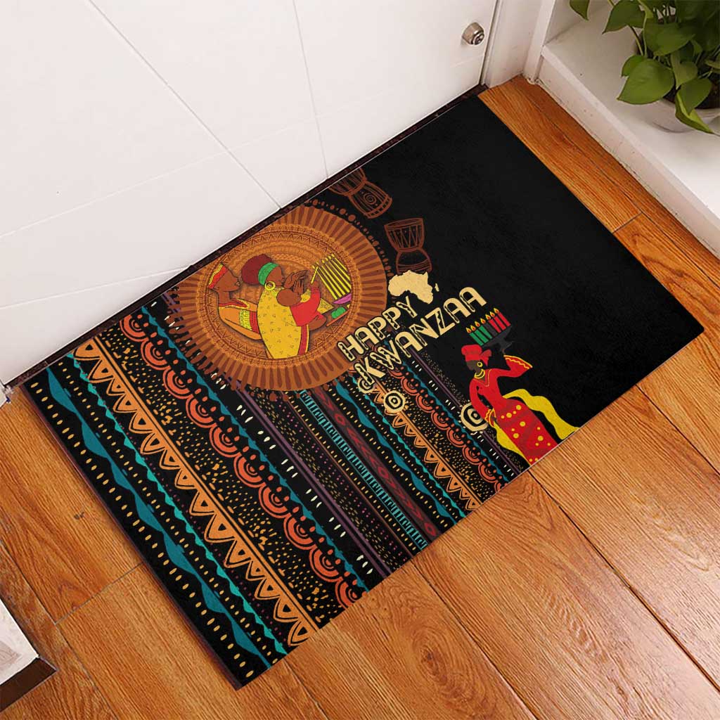 Happy Kwanzaa African Tribal Pattern Rubber Doormat - Wonder Print Shop