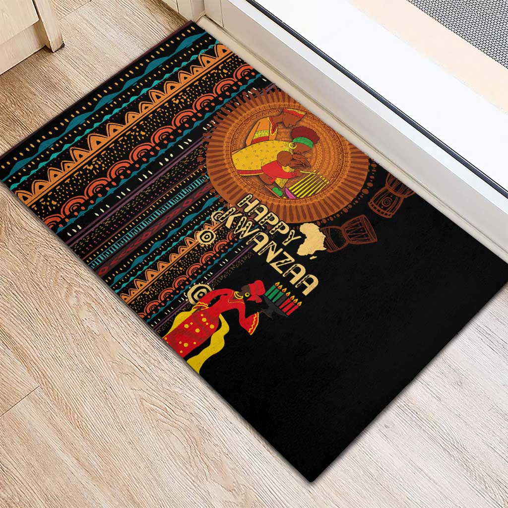 Happy Kwanzaa African Tribal Pattern Rubber Doormat - Wonder Print Shop