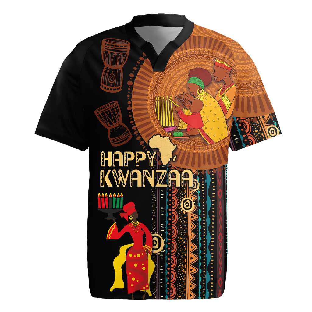 Happy Kwanzaa African Tribal Pattern Rugby Jersey - Wonder Print Shop