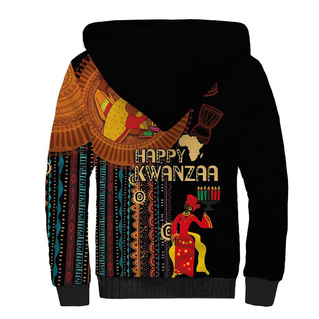 Happy Kwanzaa African Tribal Pattern Sherpa Hoodie - Wonder Print Shop