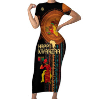 Happy Kwanzaa African Tribal Pattern Short Sleeve Bodycon Dress - Wonder Print Shop