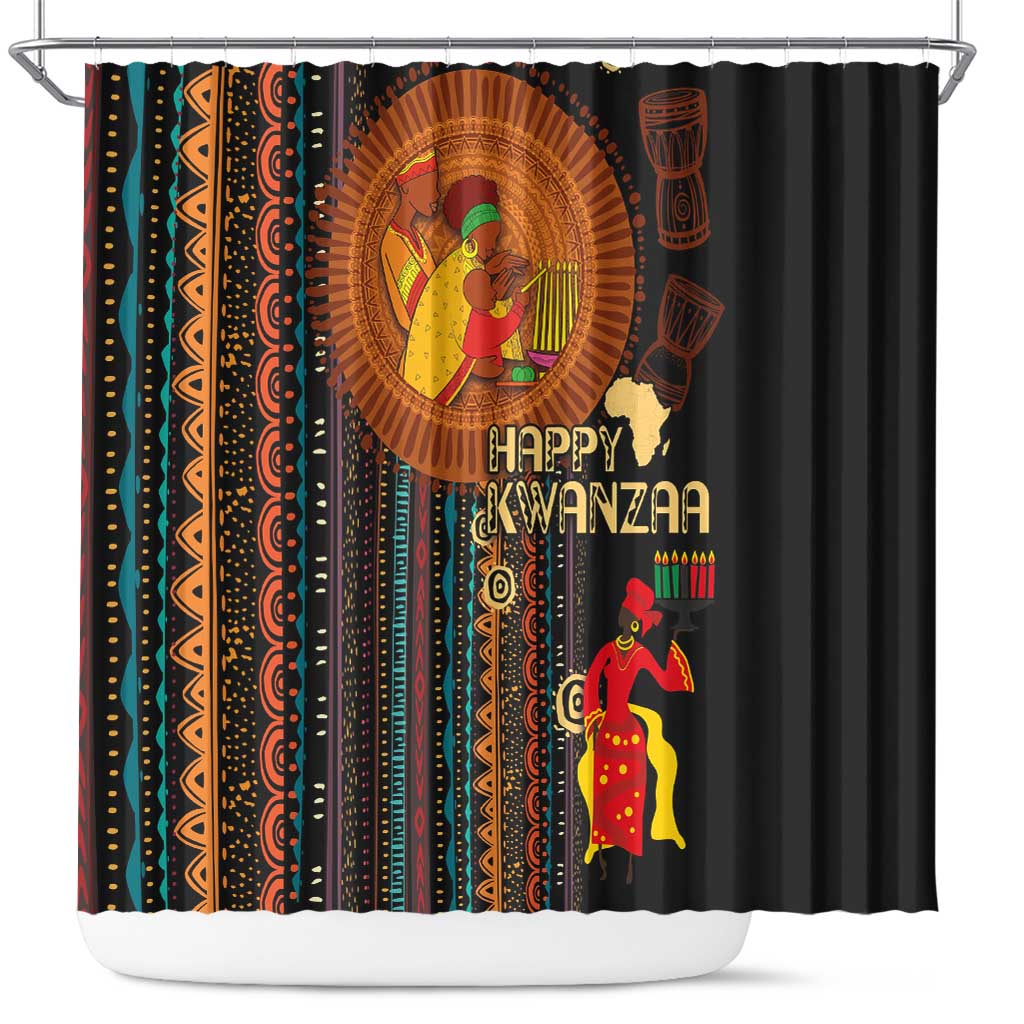 Happy Kwanzaa African Tribal Pattern Shower Curtain