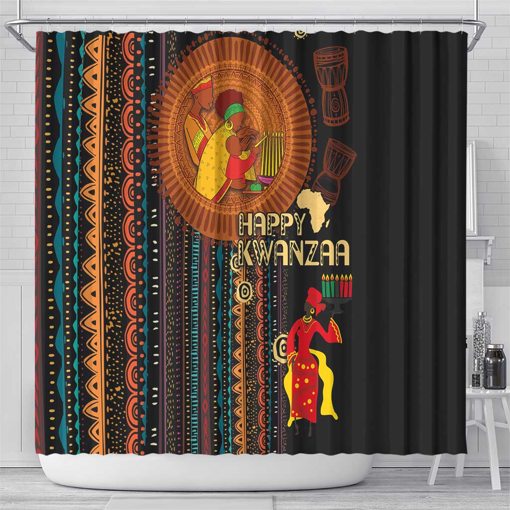 Happy Kwanzaa African Tribal Pattern Shower Curtain