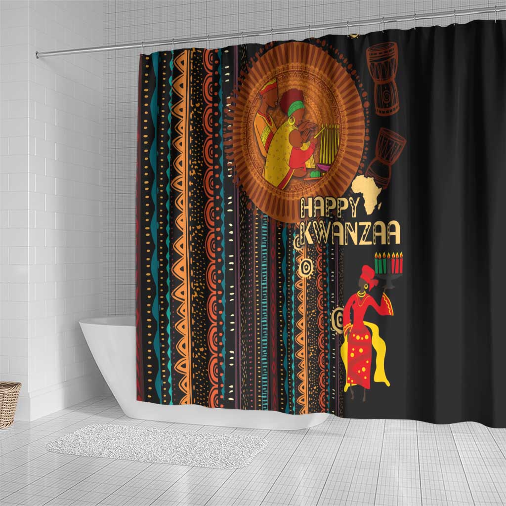Happy Kwanzaa African Tribal Pattern Shower Curtain