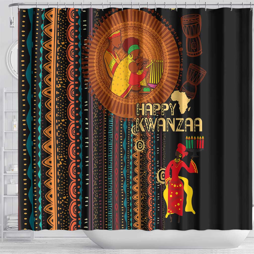 Happy Kwanzaa African Tribal Pattern Shower Curtain