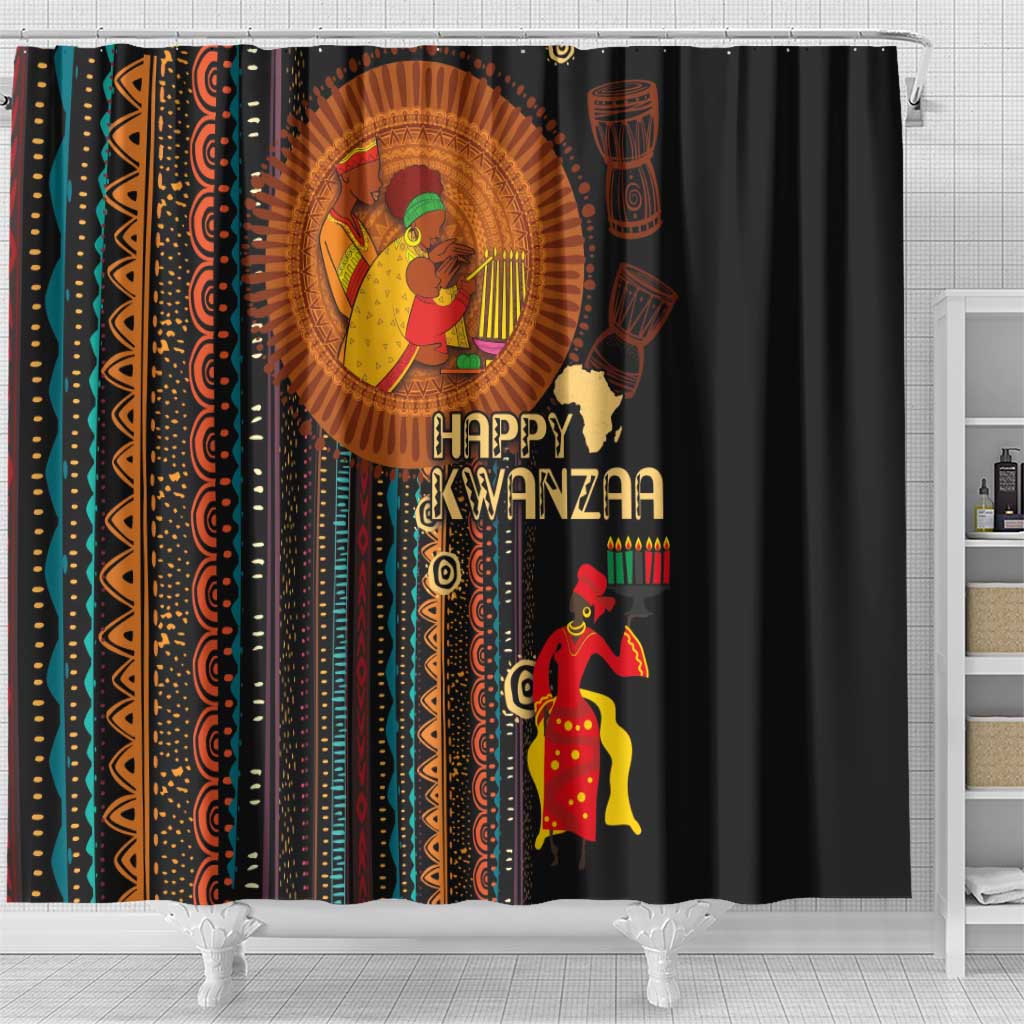 Happy Kwanzaa African Tribal Pattern Shower Curtain