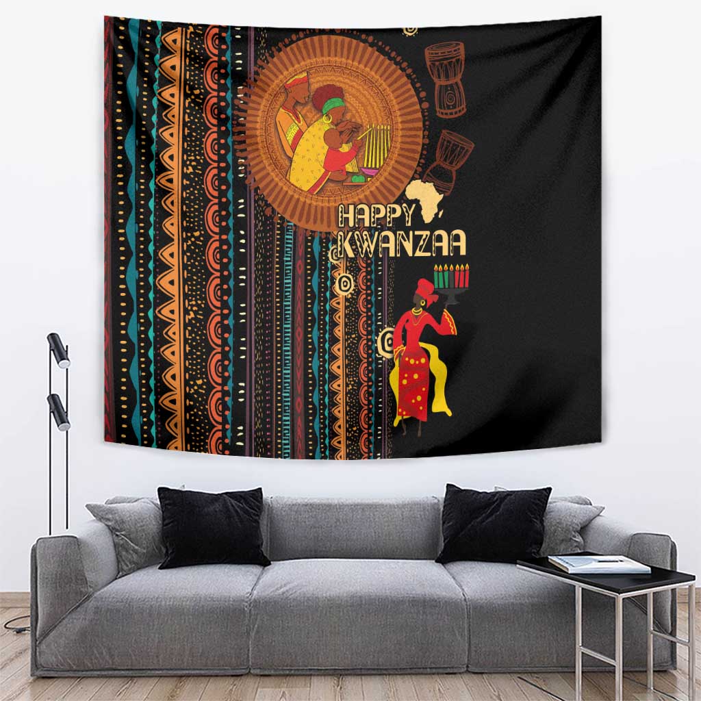 Happy Kwanzaa African Tribal Pattern Tapestry - Wonder Print Shop