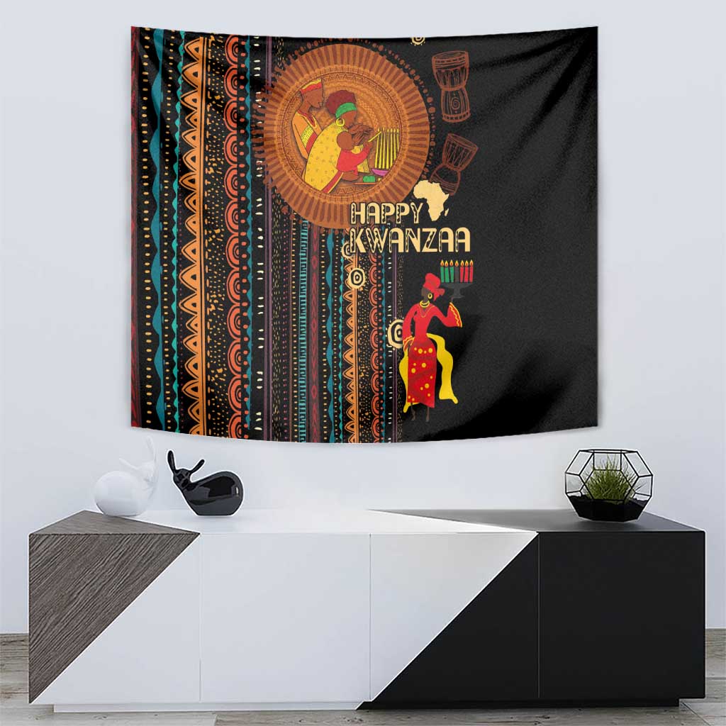Happy Kwanzaa African Tribal Pattern Tapestry - Wonder Print Shop