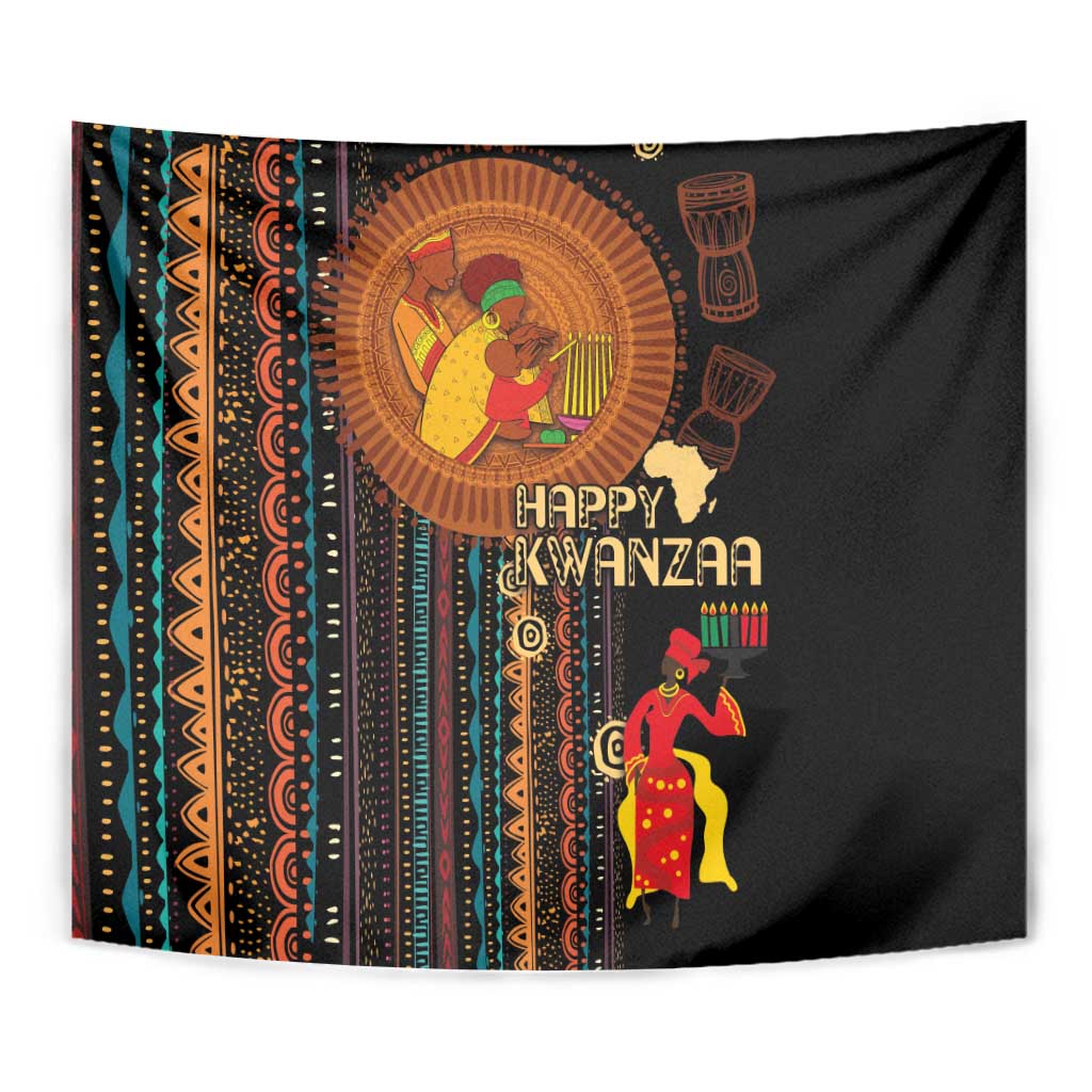 Happy Kwanzaa African Tribal Pattern Tapestry - Wonder Print Shop