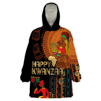 Happy Kwanzaa African Tribal Pattern Wearable Blanket Hoodie - Wonder Print Shop