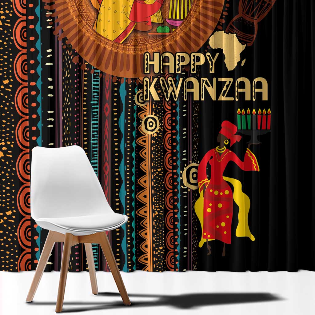 Happy Kwanzaa African Tribal Pattern Window Curtain - Wonder Print Shop