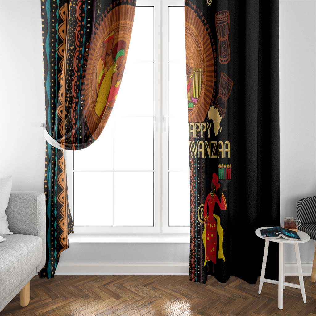 Happy Kwanzaa African Tribal Pattern Window Curtain - Wonder Print Shop