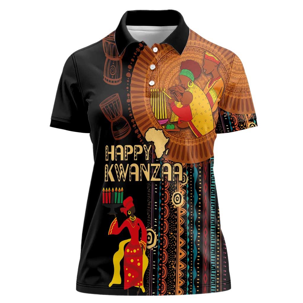 Happy Kwanzaa African Tribal Pattern Women Polo Shirt - Wonder Print Shop