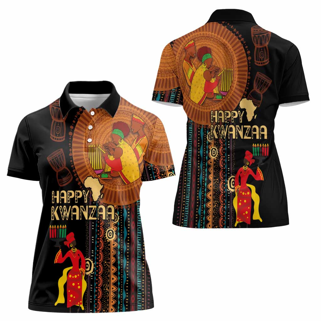 Happy Kwanzaa African Tribal Pattern Women Polo Shirt - Wonder Print Shop