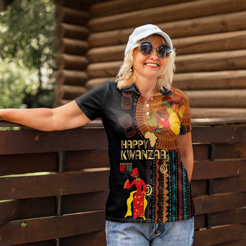 Happy Kwanzaa African Tribal Pattern Women Polo Shirt - Wonder Print Shop