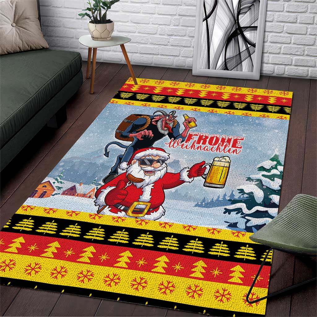 Deutschland Frohe Weihnachten Area Rug Funny Der Weihnachtsmann and Krampus Drink Beer Together - Wonder Print Shop