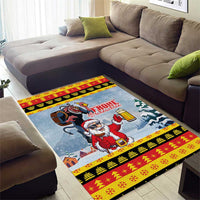 Deutschland Frohe Weihnachten Area Rug Funny Der Weihnachtsmann and Krampus Drink Beer Together - Wonder Print Shop