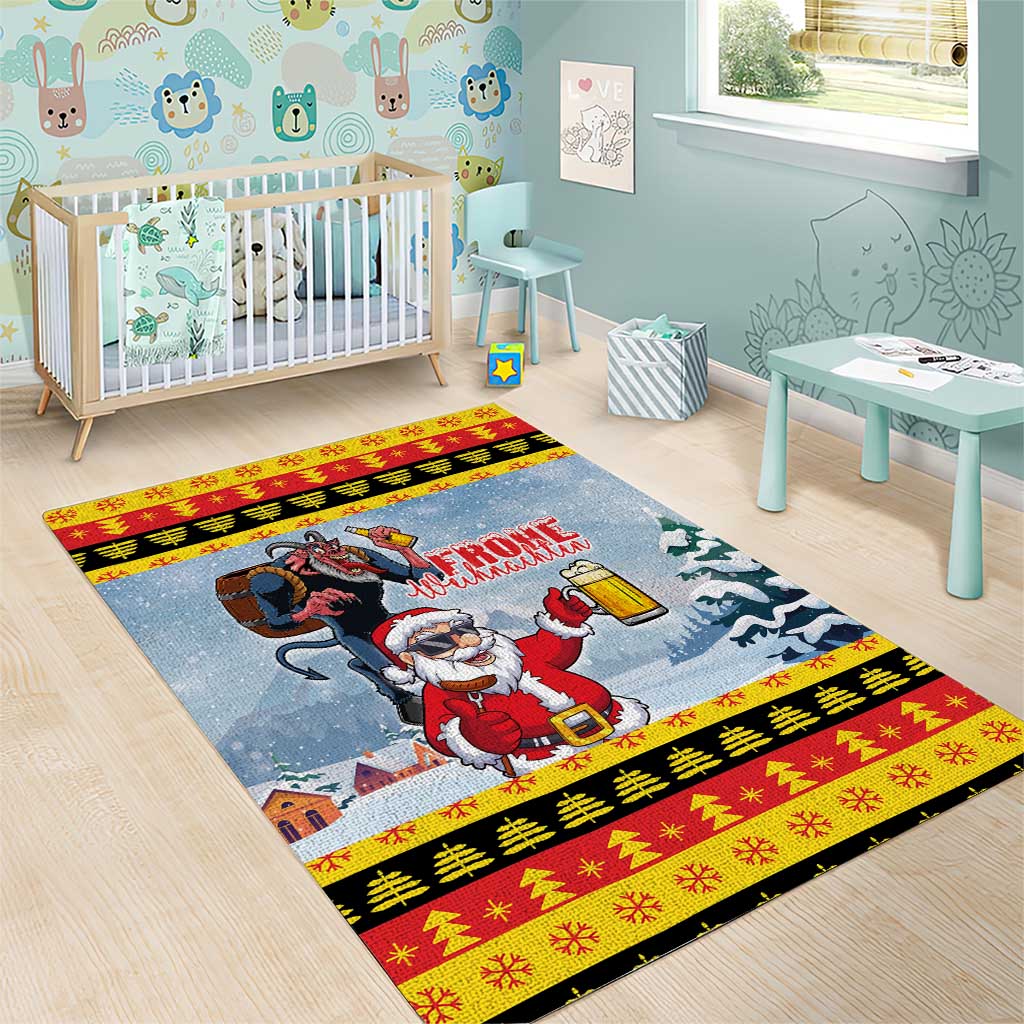 Deutschland Frohe Weihnachten Area Rug Funny Der Weihnachtsmann and Krampus Drink Beer Together - Wonder Print Shop