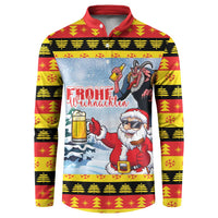 Deutschland Frohe Weihnachten Button Sweatshirt Funny Der Weihnachtsmann and Krampus Drink Beer Together - Wonder Print Shop