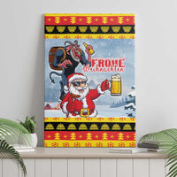 Deutschland Frohe Weihnachten Canvas Wall Art Funny Der Weihnachtsmann and Krampus Drink Beer Together - Wonder Print Shop
