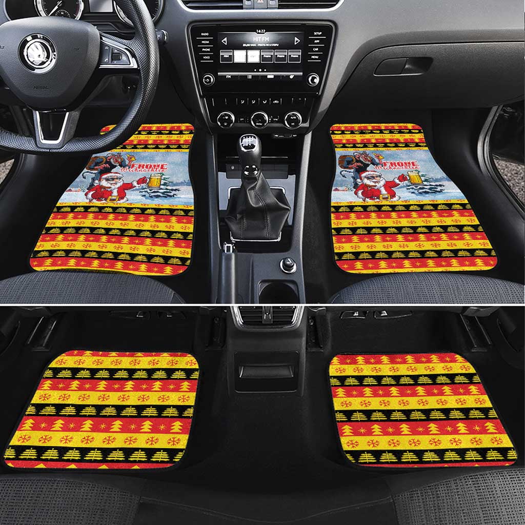 Deutschland Frohe Weihnachten Car Mats Funny Der Weihnachtsmann and Krampus Drink Beer Together - Wonder Print Shop