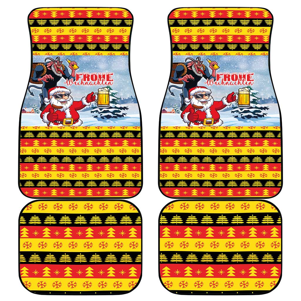 Deutschland Frohe Weihnachten Car Mats Funny Der Weihnachtsmann and Krampus Drink Beer Together - Wonder Print Shop