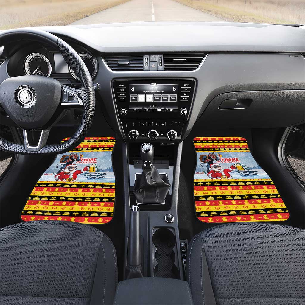 Deutschland Frohe Weihnachten Car Mats Funny Der Weihnachtsmann and Krampus Drink Beer Together - Wonder Print Shop