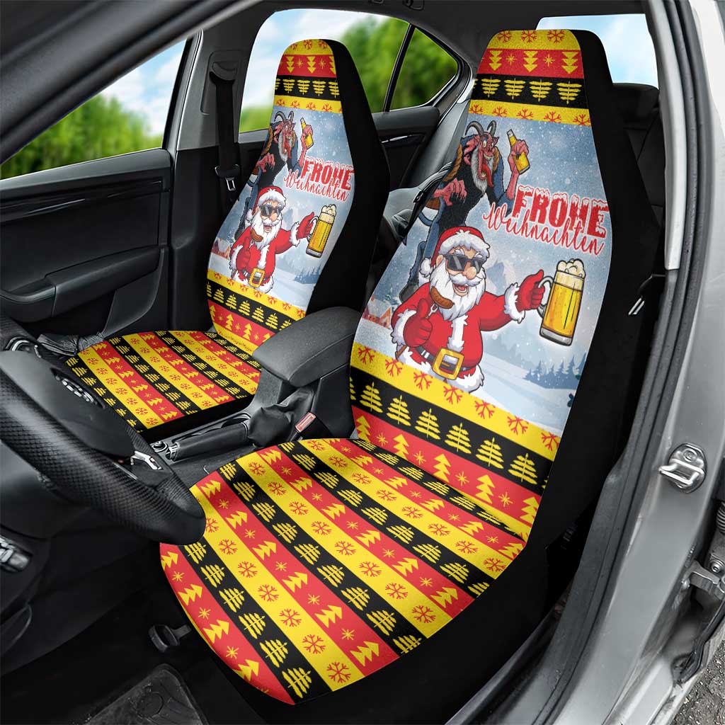Deutschland Frohe Weihnachten Car Seat Cover Funny Der Weihnachtsmann and Krampus Drink Beer Together - Wonder Print Shop