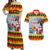Deutschland Frohe Weihnachten Couples Matching Off Shoulder Maxi Dress and Hawaiian Shirt Funny Der Weihnachtsmann and Krampus Drink Beer Together - Wonder Print Shop