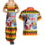 Deutschland Frohe Weihnachten Couples Matching Summer Maxi Dress and Hawaiian Shirt Funny Der Weihnachtsmann and Krampus Drink Beer Together - Wonder Print Shop