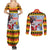 Deutschland Frohe Weihnachten Couples Matching Summer Maxi Dress and Long Sleeve Button Shirt Funny Der Weihnachtsmann and Krampus Drink Beer Together - Wonder Print Shop