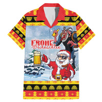 Deutschland Frohe Weihnachten Family Matching Mermaid Dress and Hawaiian Shirt Funny Der Weihnachtsmann and Krampus Drink Beer Together - Wonder Print Shop