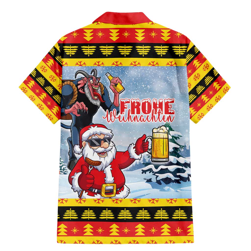 Deutschland Frohe Weihnachten Family Matching Mermaid Dress and Hawaiian Shirt Funny Der Weihnachtsmann and Krampus Drink Beer Together - Wonder Print Shop