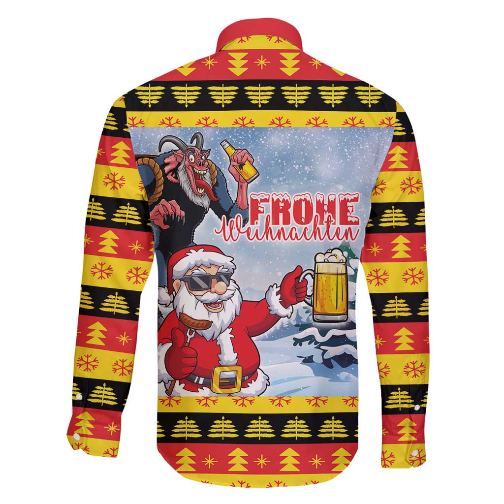 Deutschland Frohe Weihnachten Family Matching Mermaid Dress and Hawaiian Shirt Funny Der Weihnachtsmann and Krampus Drink Beer Together - Wonder Print Shop