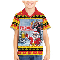 Deutschland Frohe Weihnachten Family Matching Mermaid Dress and Hawaiian Shirt Funny Der Weihnachtsmann and Krampus Drink Beer Together - Wonder Print Shop