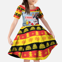 Deutschland Frohe Weihnachten Family Matching Off The Shoulder Long Sleeve Dress and Hawaiian Shirt Funny Der Weihnachtsmann and Krampus Drink Beer Together - Wonder Print Shop