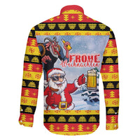 Deutschland Frohe Weihnachten Family Matching Off Shoulder Maxi Dress and Hawaiian Shirt Funny Der Weihnachtsmann and Krampus Drink Beer Together - Wonder Print Shop