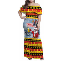 Deutschland Frohe Weihnachten Family Matching Off Shoulder Maxi Dress and Hawaiian Shirt Funny Der Weihnachtsmann and Krampus Drink Beer Together - Wonder Print Shop