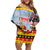 Deutschland Frohe Weihnachten Family Matching Off Shoulder Short Dress and Hawaiian Shirt Funny Der Weihnachtsmann and Krampus Drink Beer Together - Wonder Print Shop