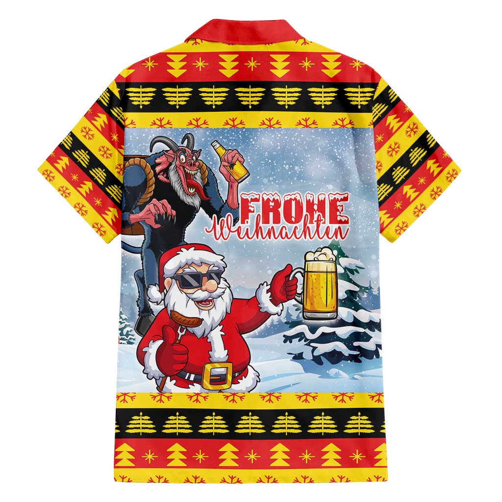 Deutschland Frohe Weihnachten Family Matching Puletasi and Hawaiian Shirt Funny Der Weihnachtsmann and Krampus Drink Beer Together - Wonder Print Shop