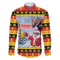 Deutschland Frohe Weihnachten Family Matching Short Sleeve Bodycon Dress and Hawaiian Shirt Funny Der Weihnachtsmann and Krampus Drink Beer Together - Wonder Print Shop